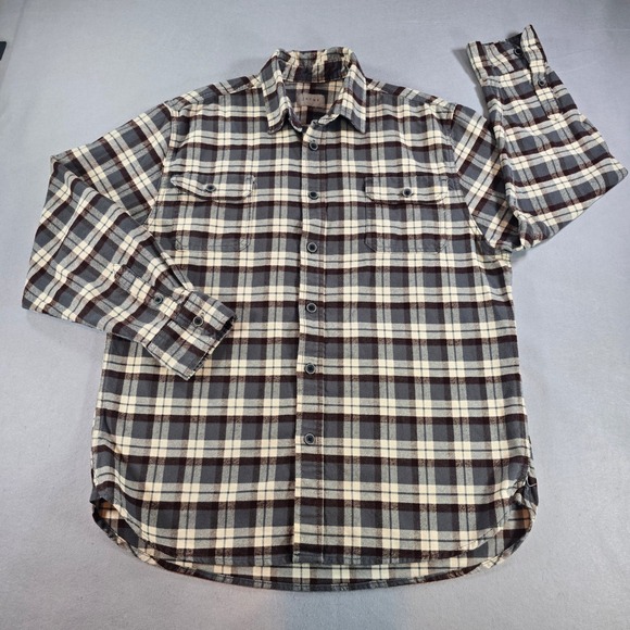 Jachs Ny Other - Jachs NY Mens Large Flannel Shirt Plaid Long Sleeve Button Down Grey Brown L